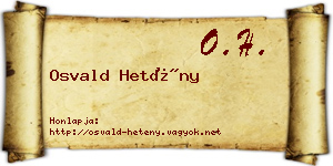 Osvald Hetény névjegykártya
